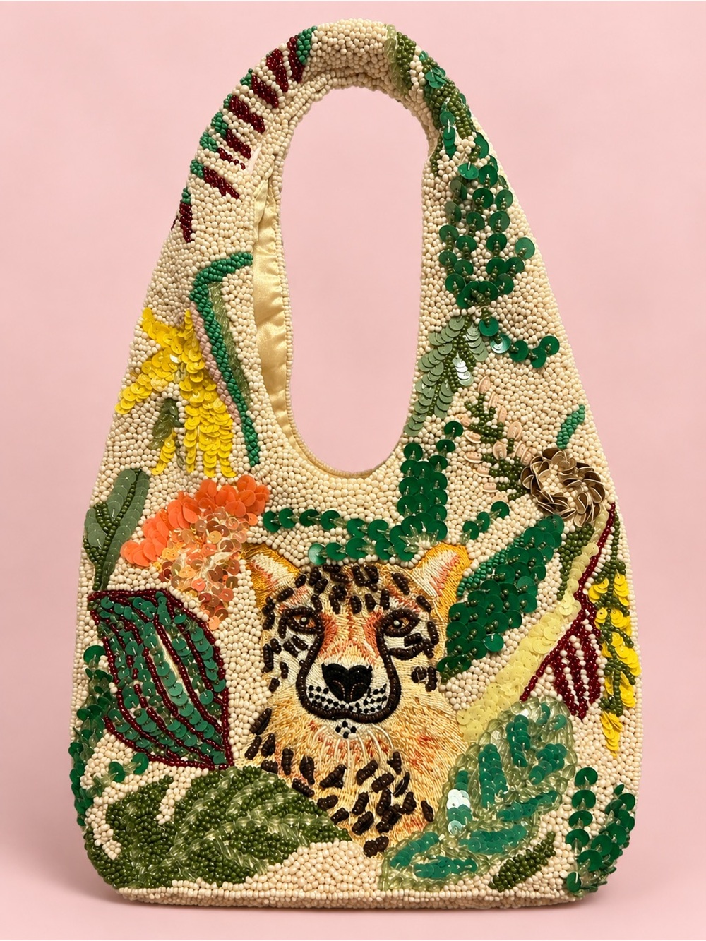 NWT Beaded Leopard Mini Bag Sequins Embroidery Handcrafted India